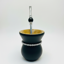 Cuia Premium Preta com Strass e Bomba Inox