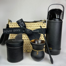 Kit Mateira Premium 5 Peças Preto Fosco com Cesta de Palha