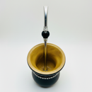 Cuia Premium Preta com Strass e Bomba Inox