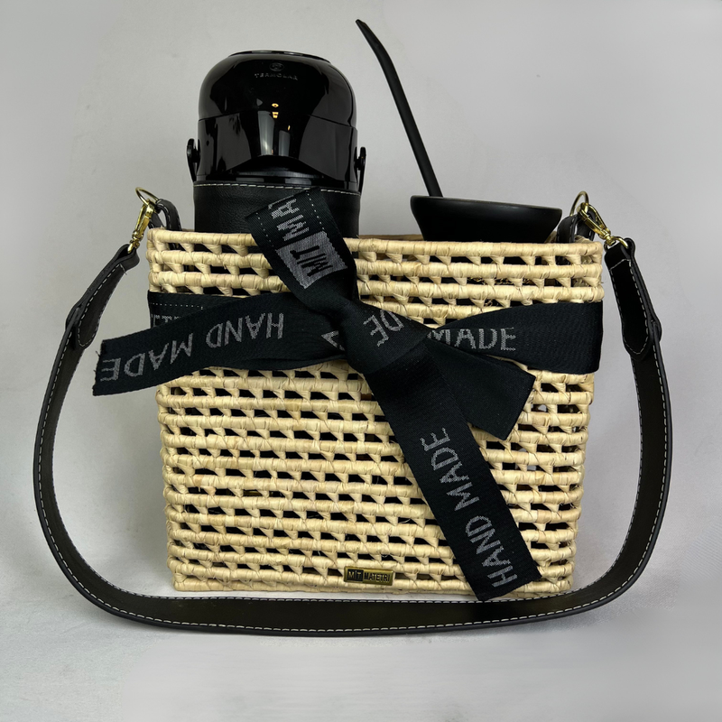 Kit Mateira Premium 5 Peças Preto Fosco com Cesta de Palha