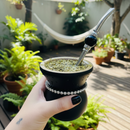 Cuia Premium Preta com Strass e Bomba Inox