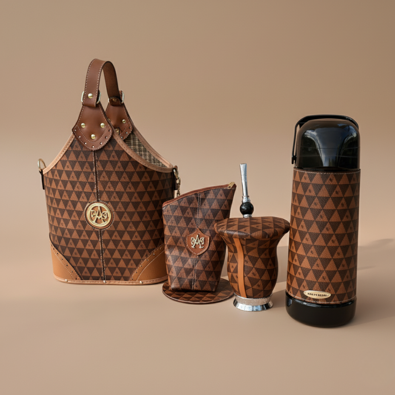 Kit Chimarrão Estampa Geométrica Premium 6 Peças - Térmica 1L