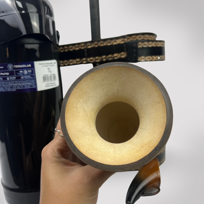 Kit Mateira Elegante 4 Peças Preto com Cuia de Porongo - Detalhes Dourados