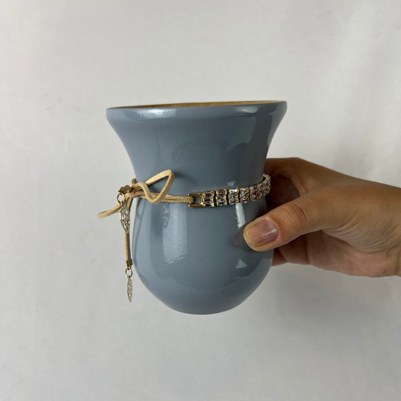 Kit Chimarrão Azul Acinzentado Premium 6 Peças Completo - Térmica 1L