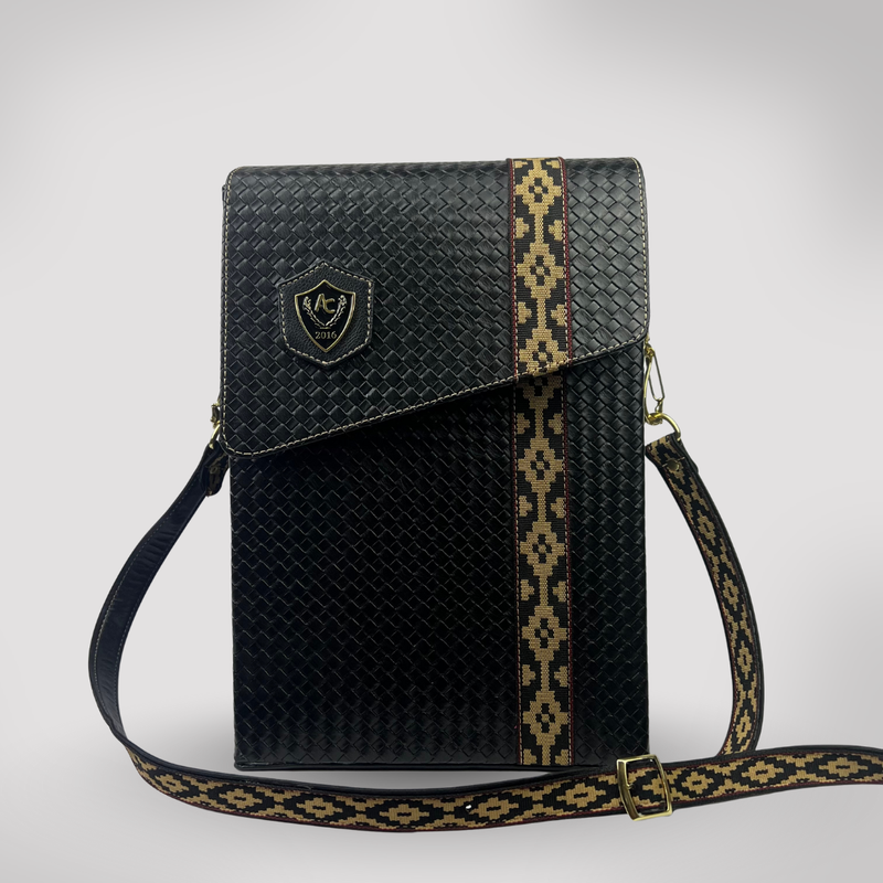 Kit Mateira Premium 6 Peças Preto Trançado - Faixa Geométrica Dourada