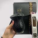 Kit Mateira Premium 6 Peças Preto Trançado - Faixa Geométrica Dourada