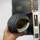 Kit Mateira Premium 6 Peças Preto Trançado - Faixa Geométrica Dourada