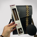 Kit Mateira Premium 6 Peças Preto Trançado - Faixa Geométrica Dourada