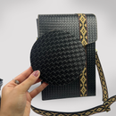 Kit Mateira Premium 6 Peças Preto Trançado - Faixa Geométrica Dourada