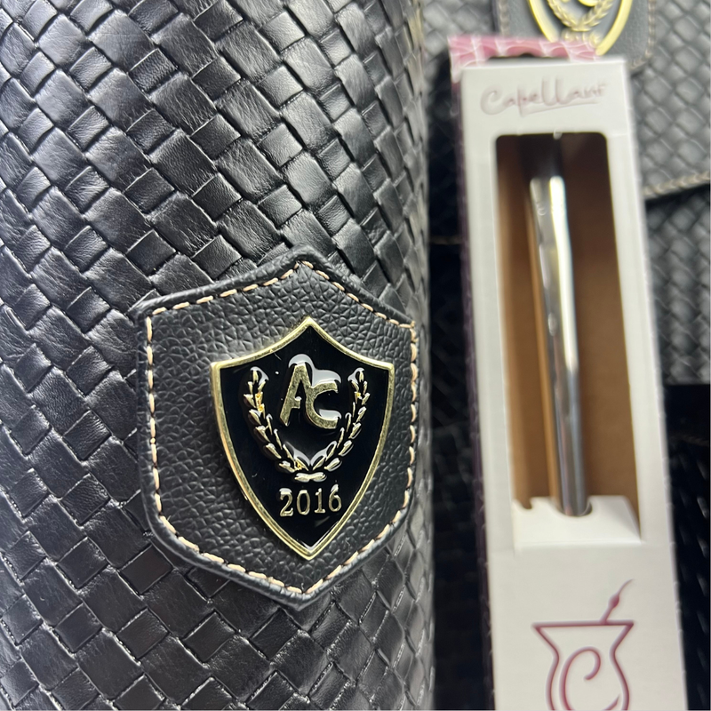 Kit Mateira Premium 6 Peças Preto Trançado - Faixa Geométrica Dourada