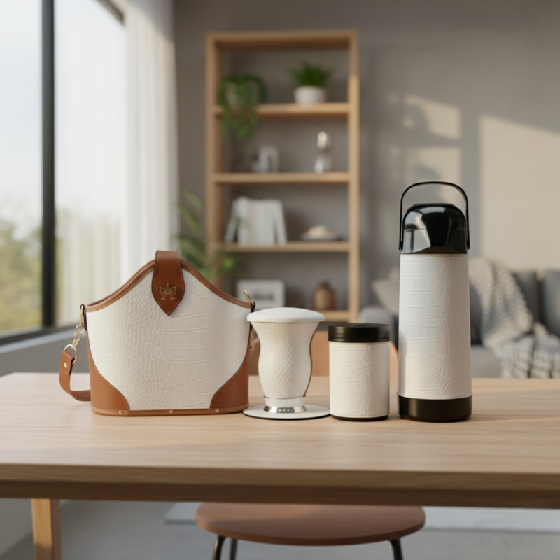 Kit Chimarrão Branca Campeira Premium 6 Peças - Térmica 1L Termolar