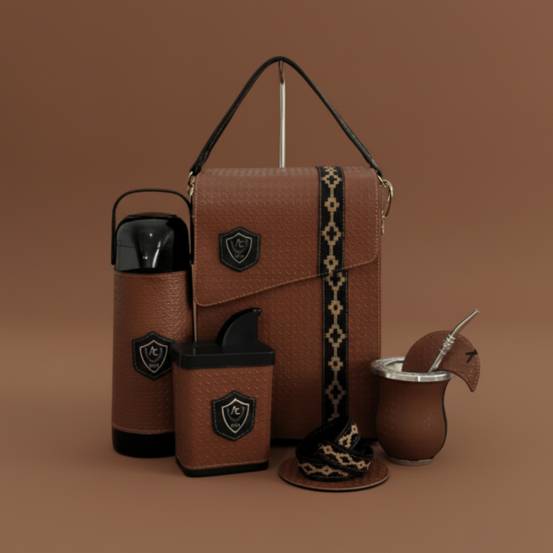 Kit Mateira Chimarrão Completo Marrom 6 Peças Premium Clássico