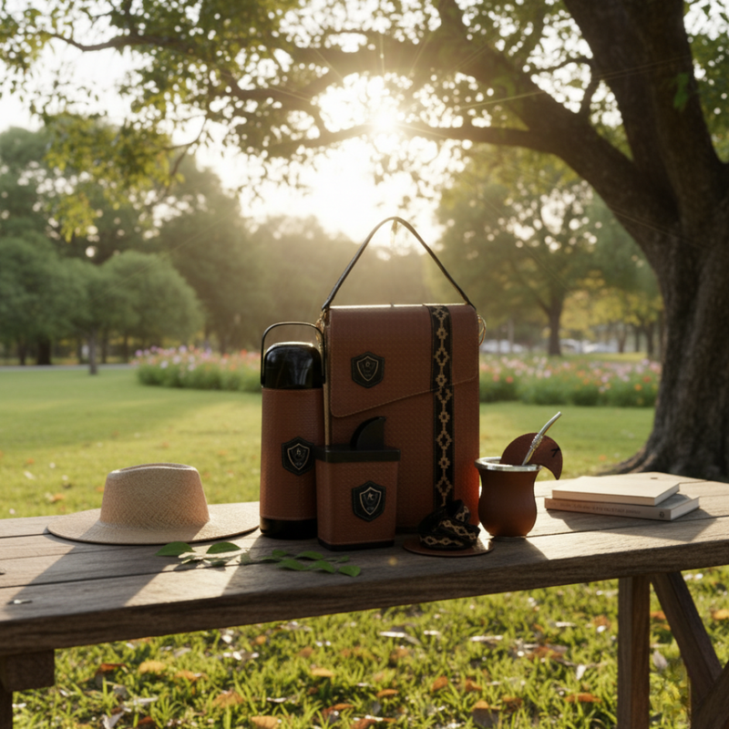 Kit Mateira Chimarrão Completo Marrom 6 Peças Premium Clássico