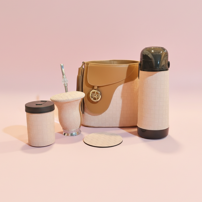 Kit Mateira Chimarrão Completo Rosa Bebê 6 Peças Premium Delicado